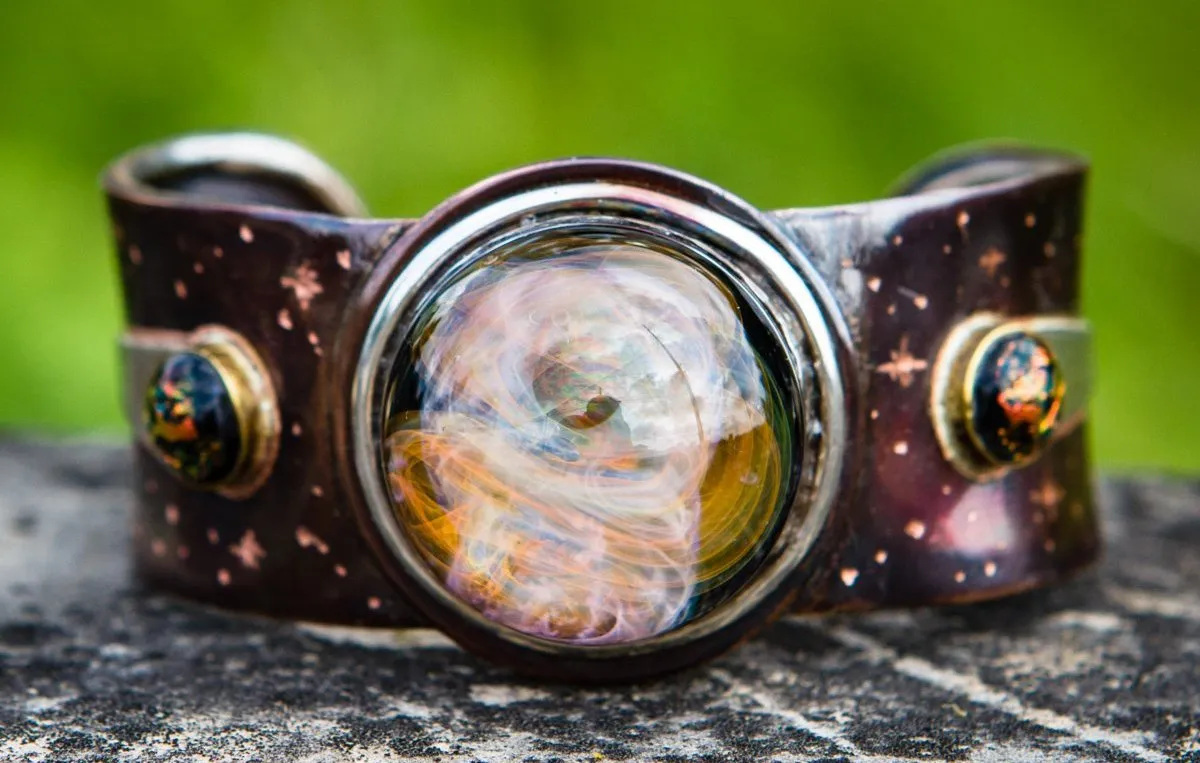 Copper Cosmic Bracelet with Cremation Ash