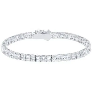 CRISLU Classic Small Princess Tennis Bracelet Finished in Pure Platinum