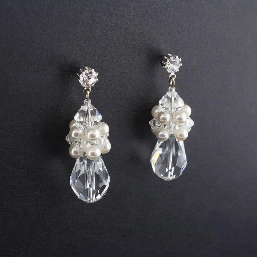 Crystal & Pearl Cluster Earrings