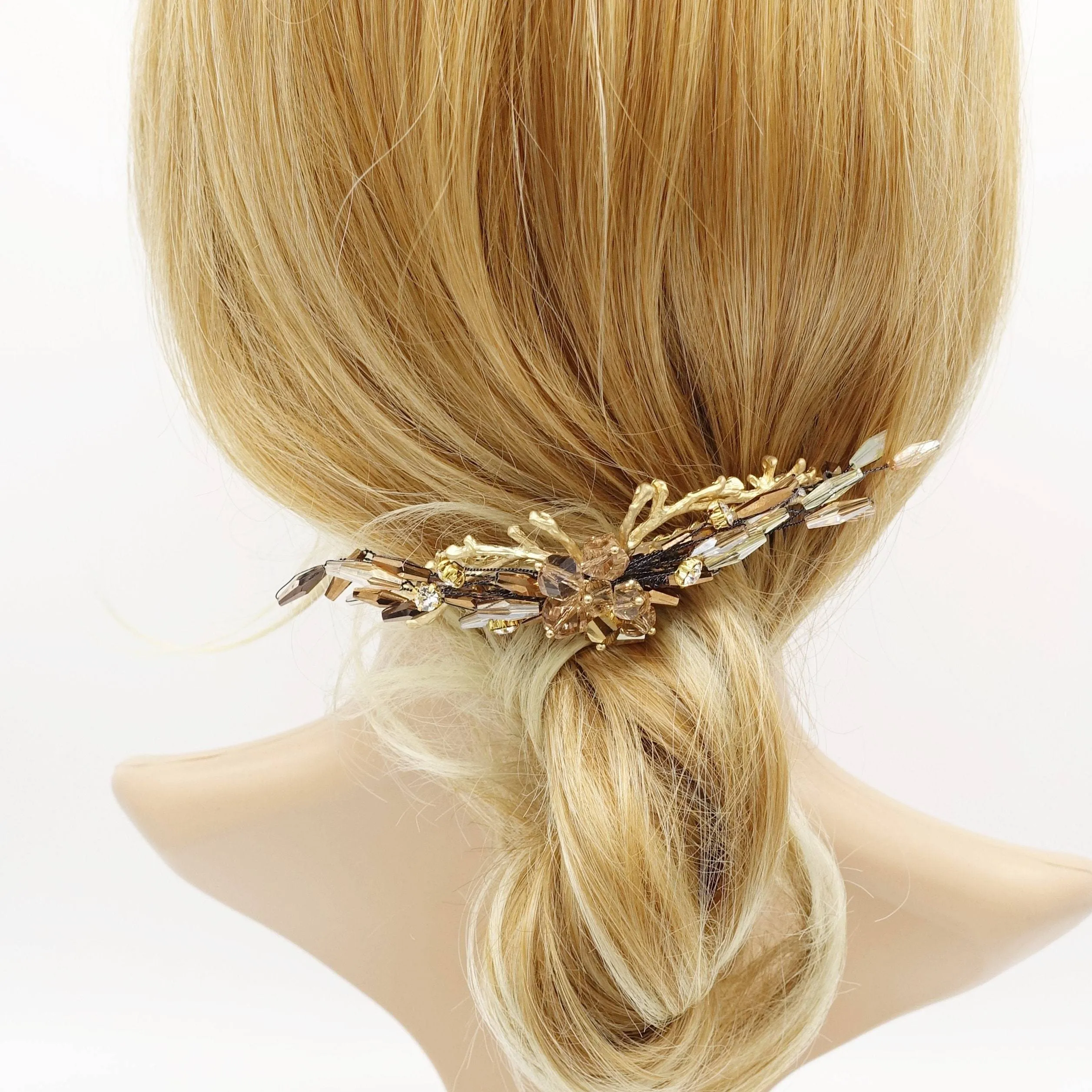 crystal beaded flower hair comb event hair accessory