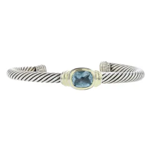 David Yurman Noblesse Gold and Silver Blue Topaz Cuff Bracelet