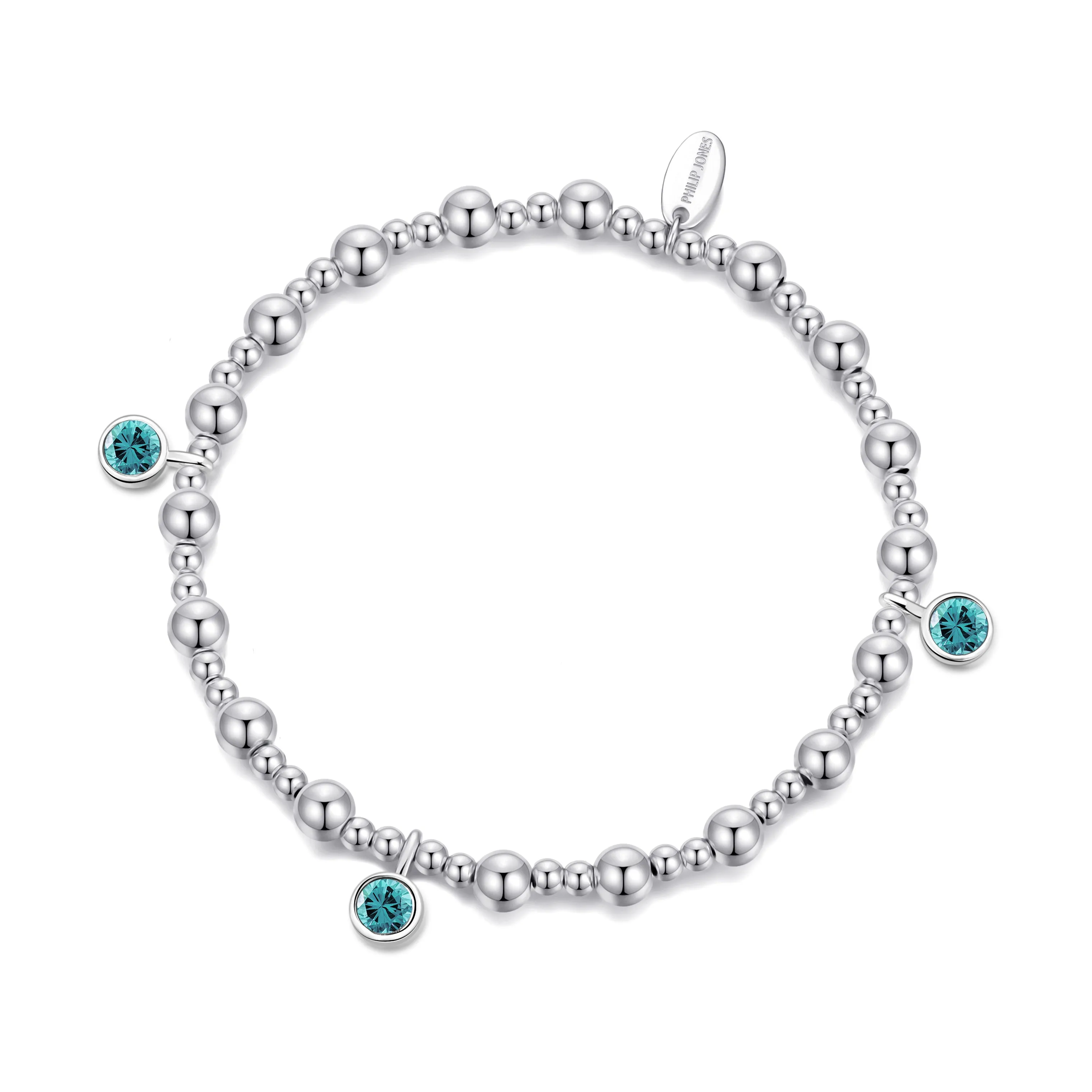 December (Blue Topaz) Birthstone Stretch Charm Bracelet with Quote Gift Box