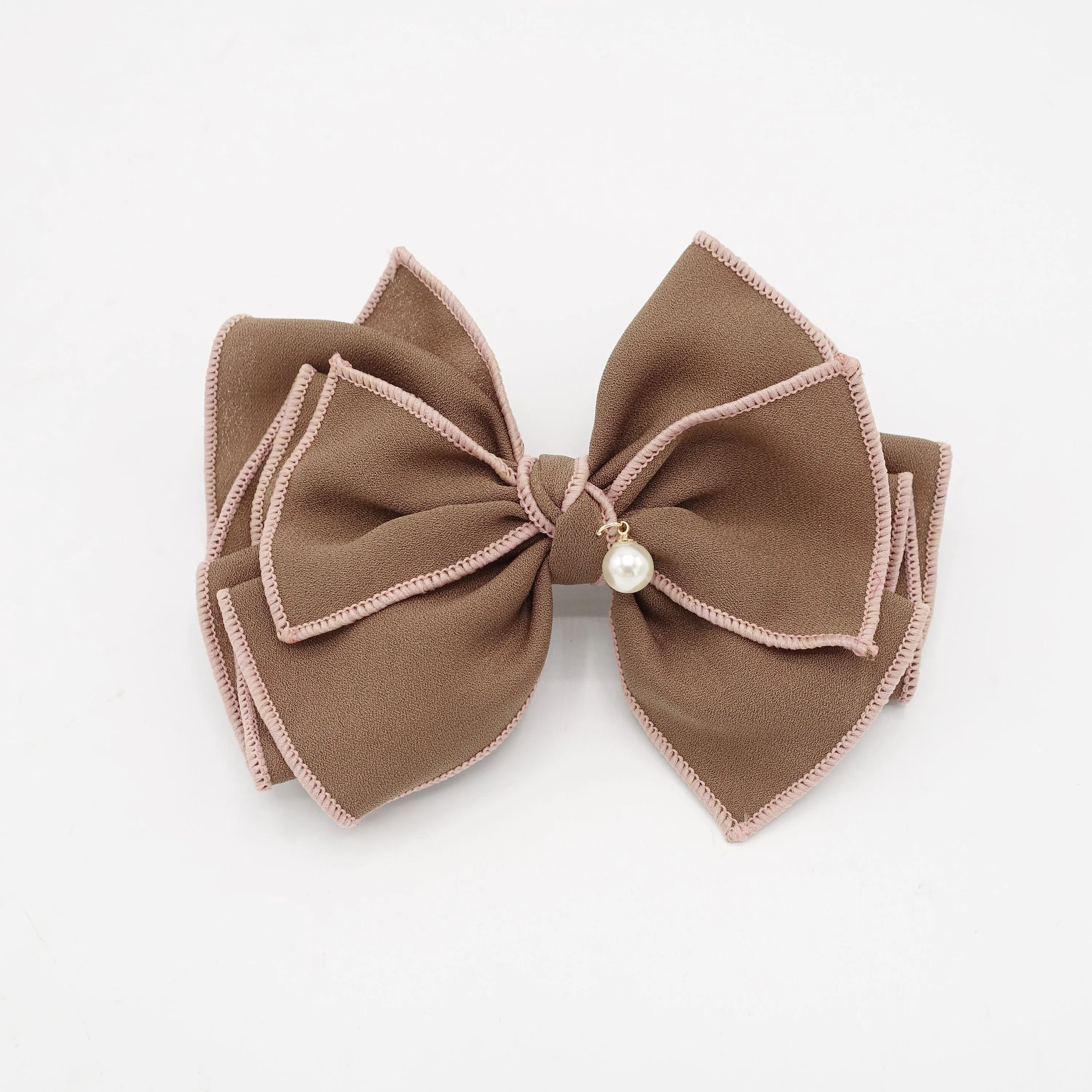 double colored edge hair bow pleated women hair accessory