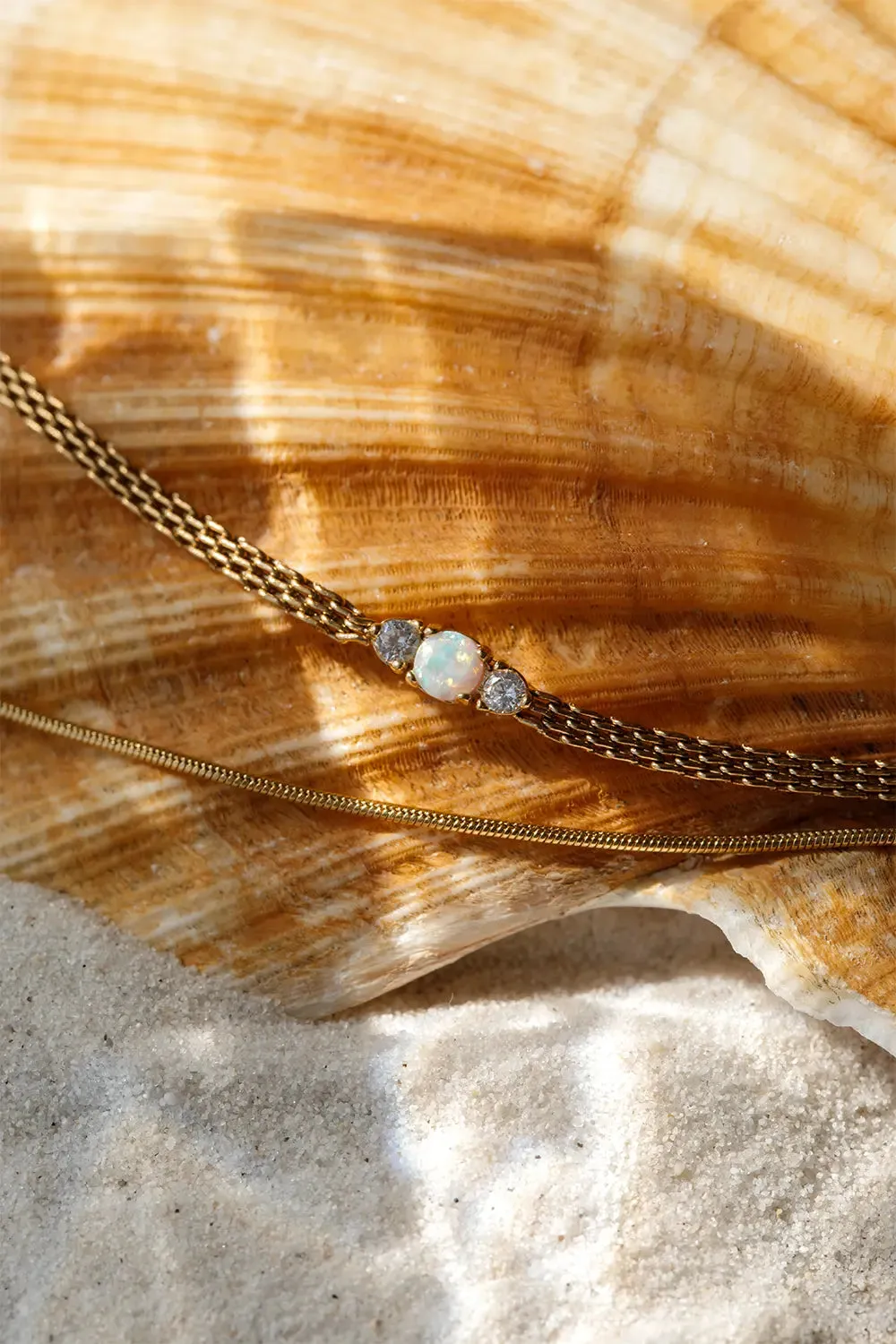 Double Opal Hope Necklace 14K Gold Plated