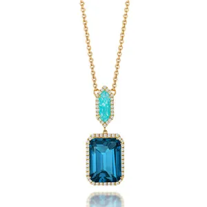 Doves Amazonite Diamond and London Blue Topaz Pendant N8383AZLBT