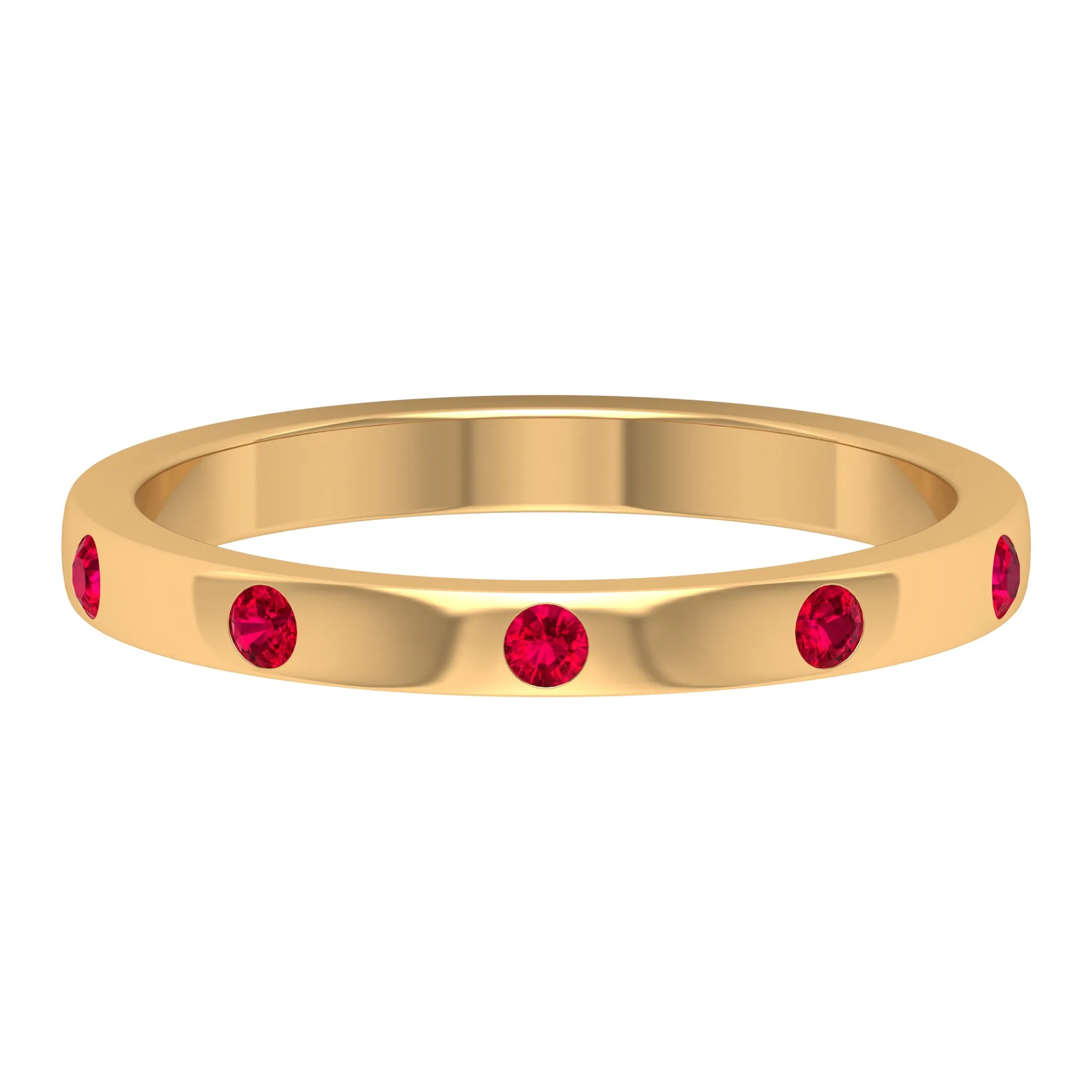 Elegant Ruby Stackable Band Ring in Gypsy Setting