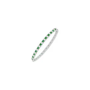 Emerald and Diamond Eternity Bangle : 14K White Gold - 2.00 CT TGW