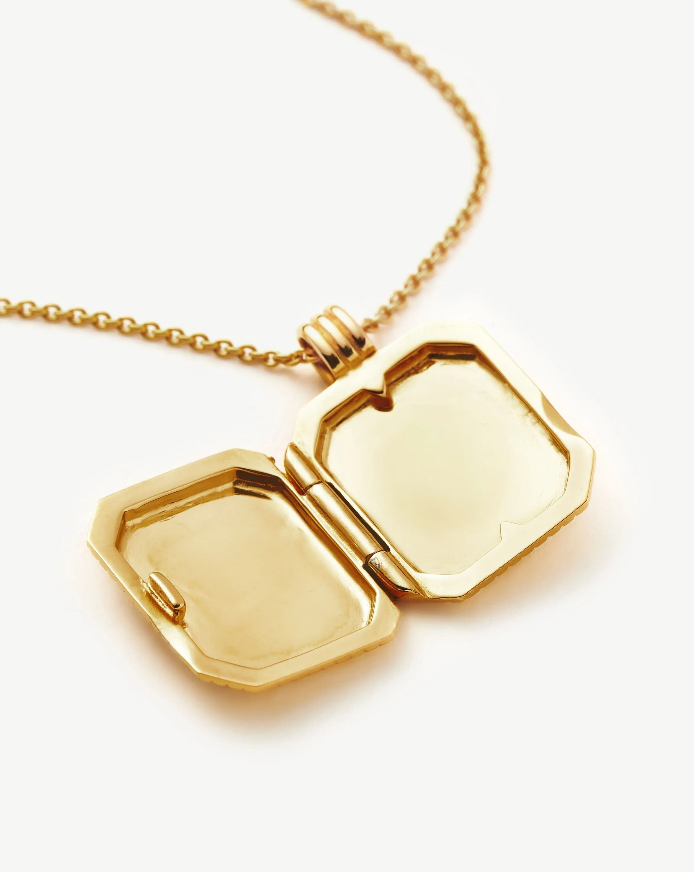 Engravable Square Ridge Locket Pendant Necklace