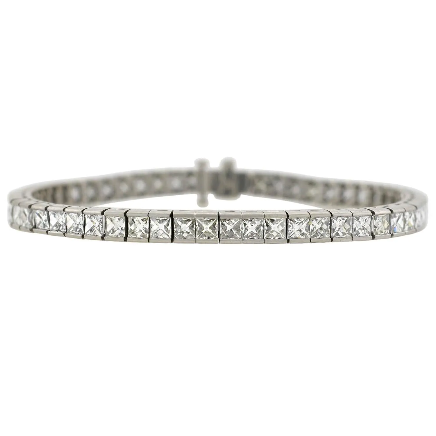 Estate Platinum French Cut Diamond Line Bracelet 11.60ctw