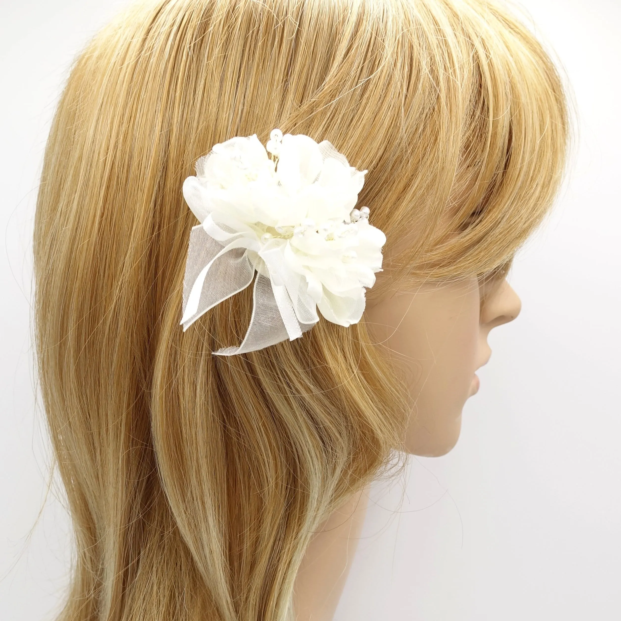 fabric flower hair clip bridal hair accessory