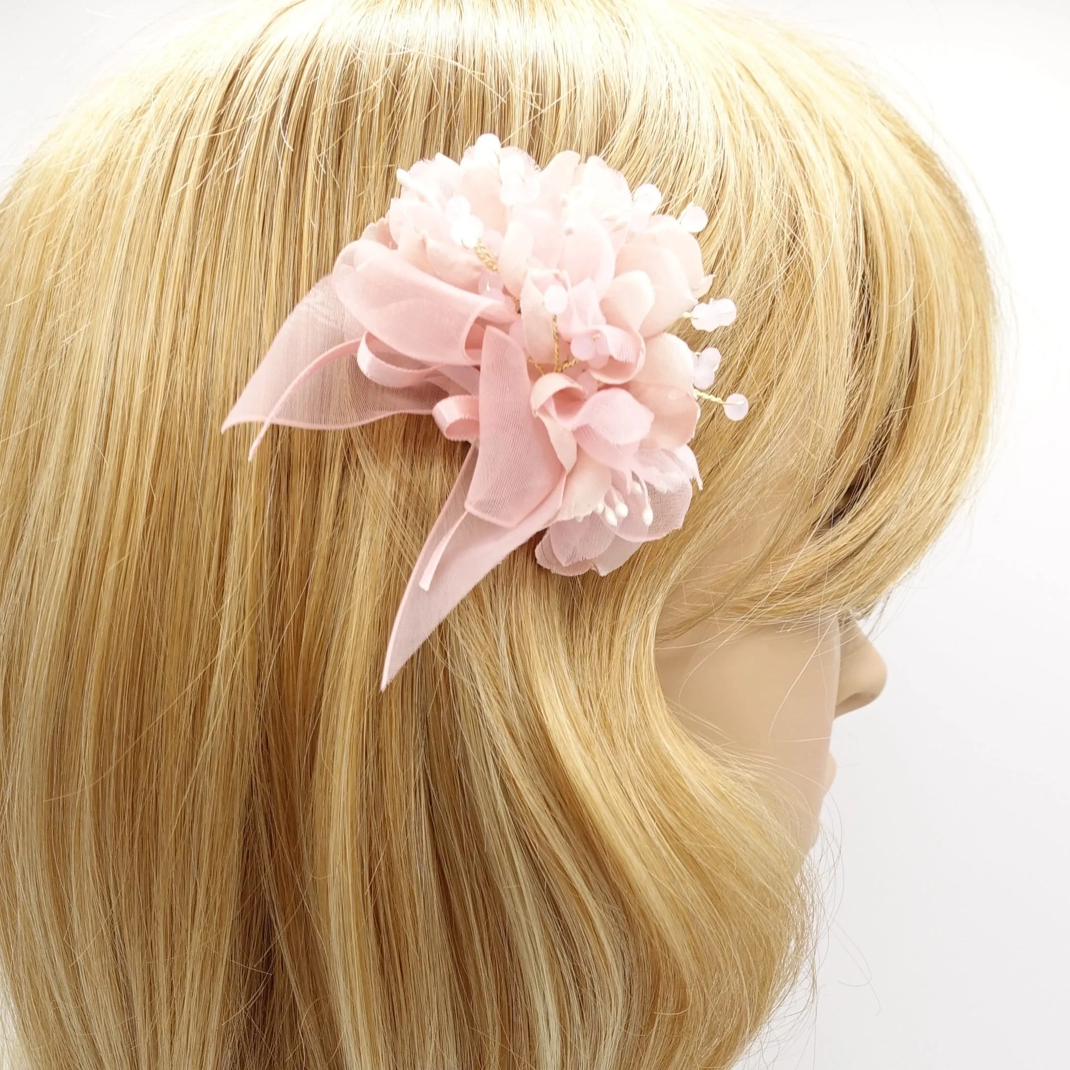 fabric flower hair clip bridal hair accessory