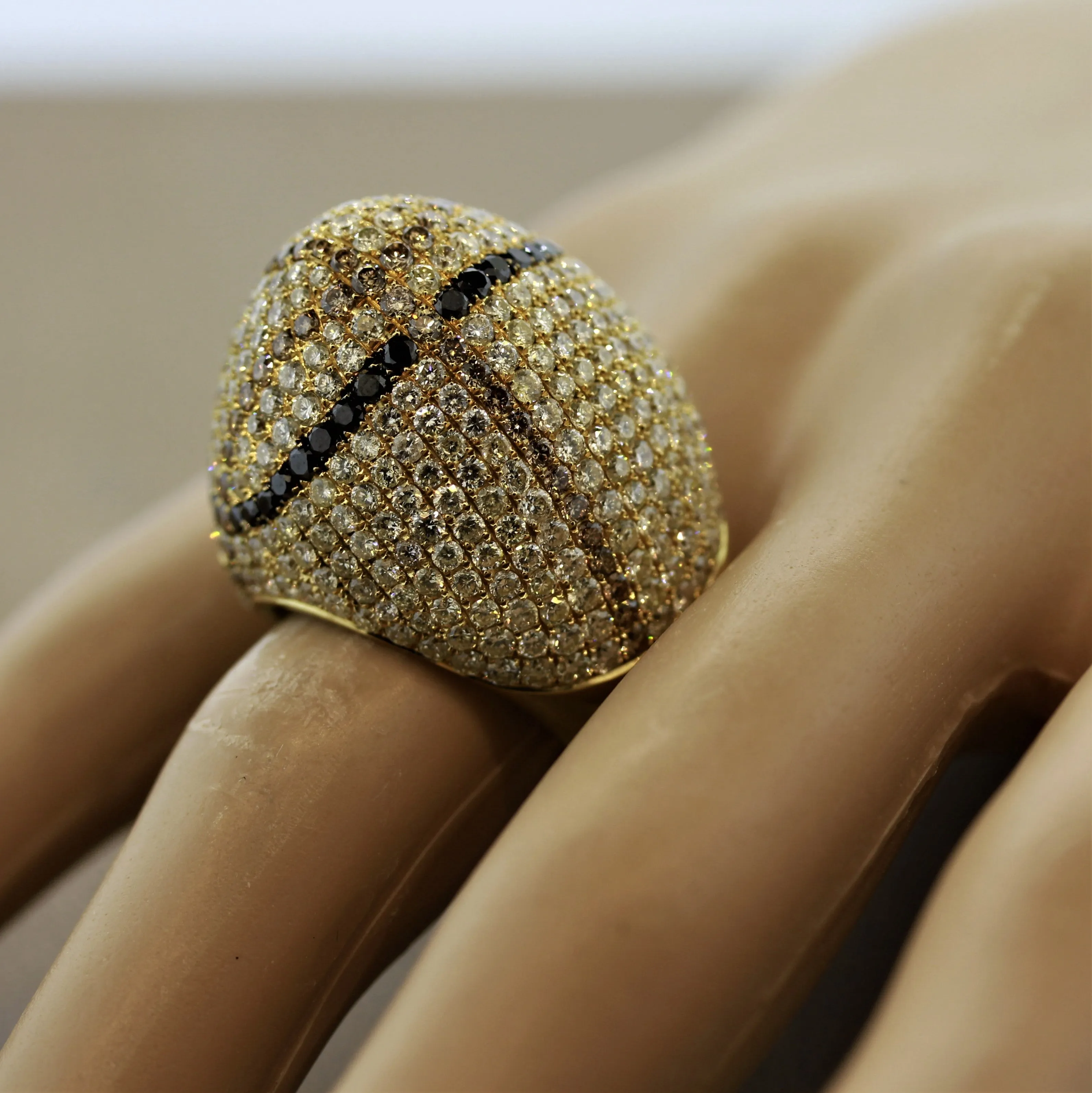 Fancy Colored Diamond Gold Dome Cocktail Ring