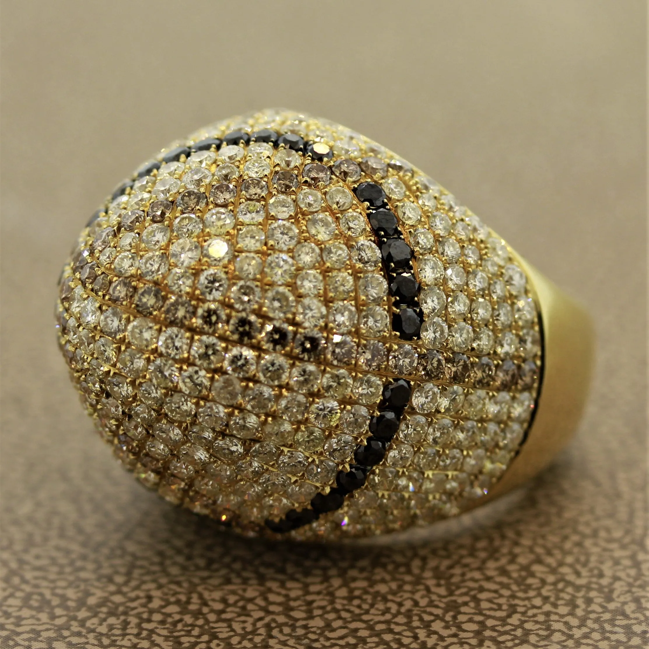 Fancy Colored Diamond Gold Dome Cocktail Ring