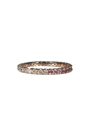 FC Creations Ring 14K Gold Eternity Pink Sapphires/White Diamonds Stackable | Yellow Gold .95 Carats | Clearance Final Sale