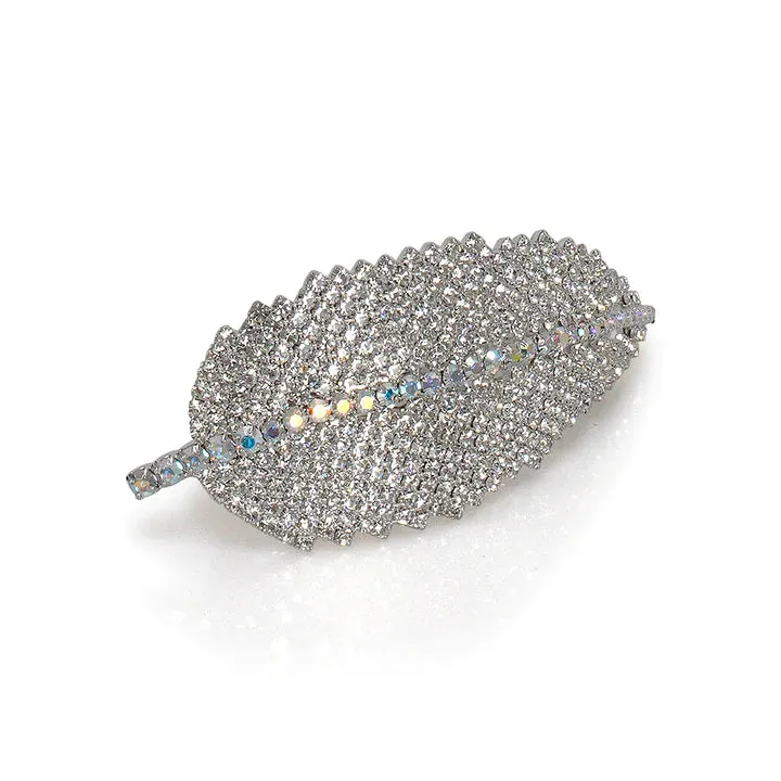 FEATHER CRYSTAL FRENCH BARRETTE