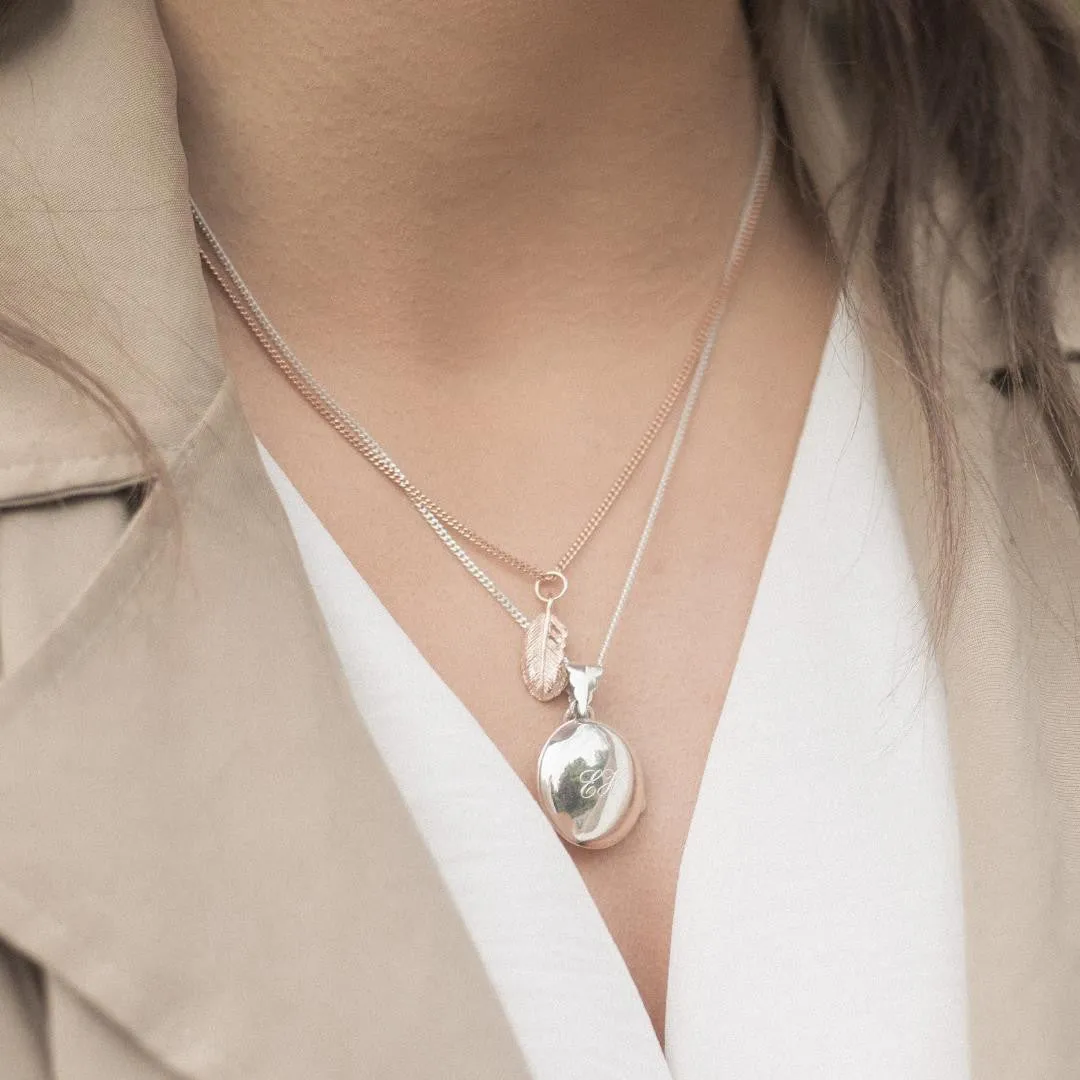 Feather Locket | White Gold