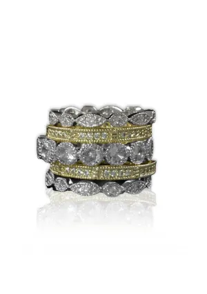 Five Band Stackable Gold Silver Rings