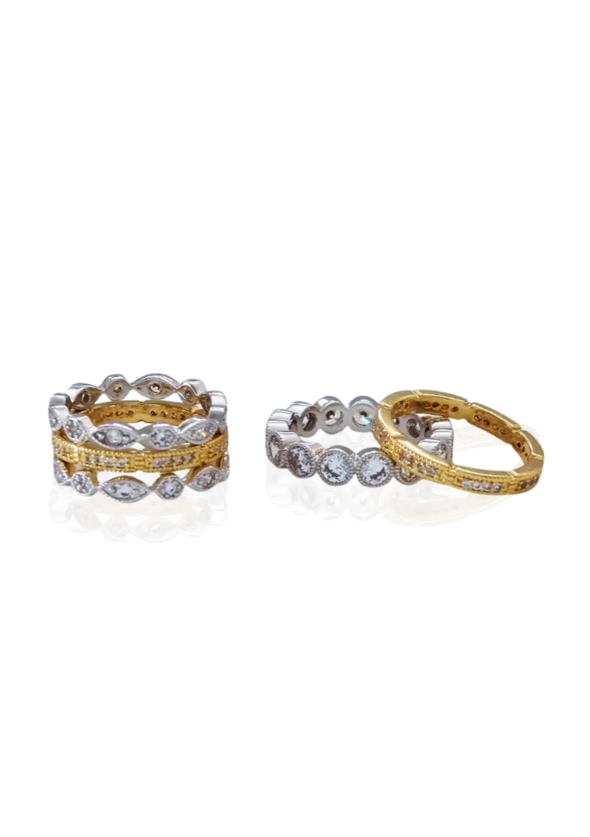 Five Band Stackable Gold Silver Rings