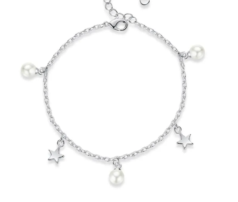 Five-pointed star freshwater pearl Silver bracelet