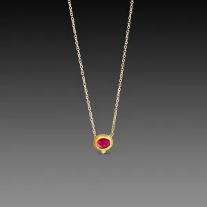 Floating Ruby Necklace with Diamond Dot