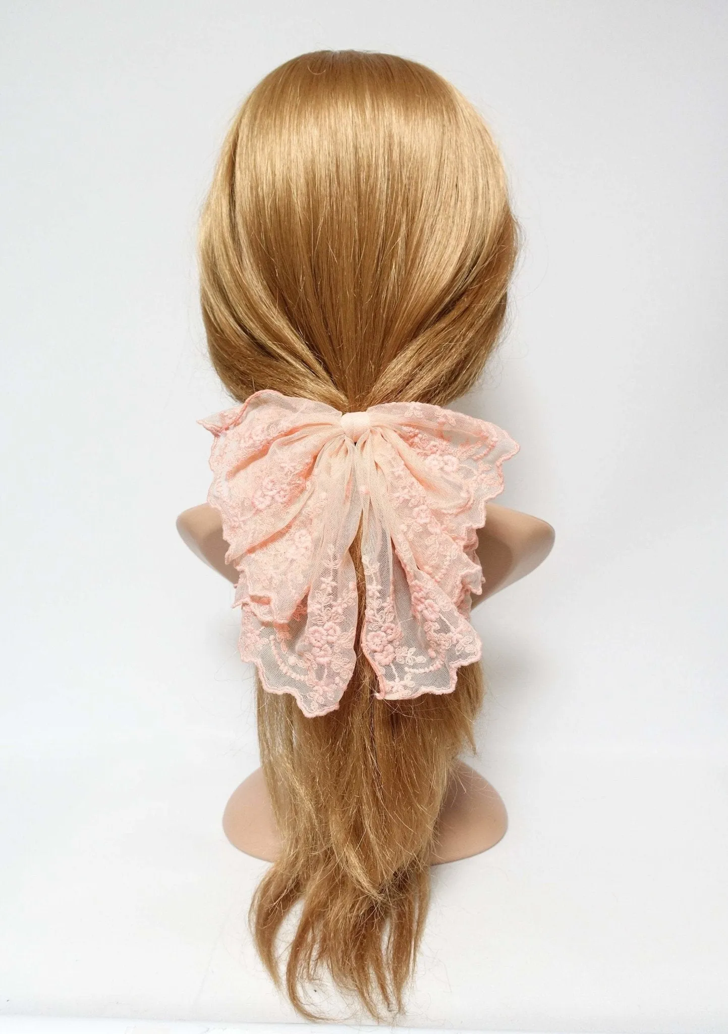 floral lace drape bow translucent mesh bow hair accessory for woman