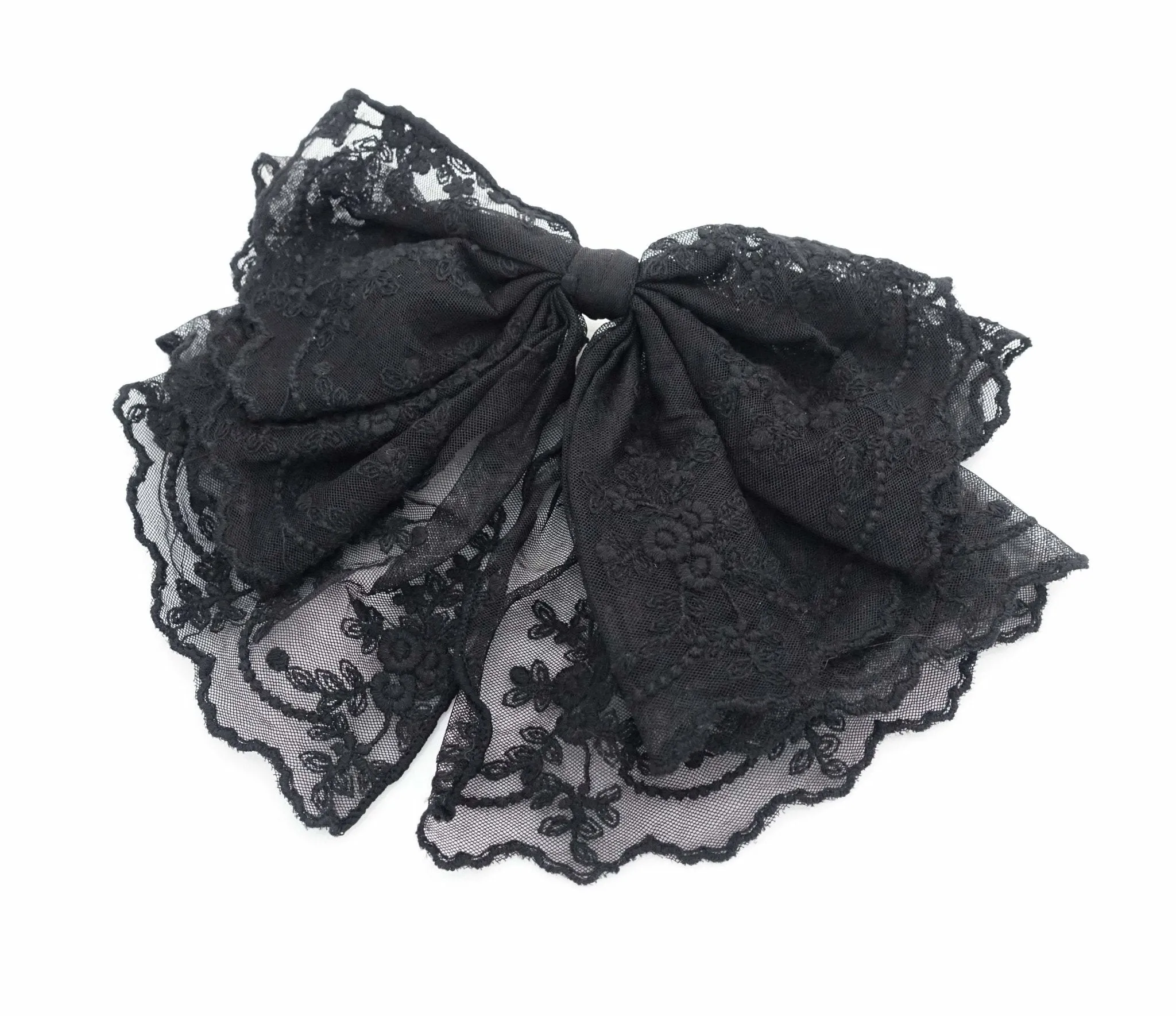 floral lace drape bow translucent mesh bow hair accessory for woman