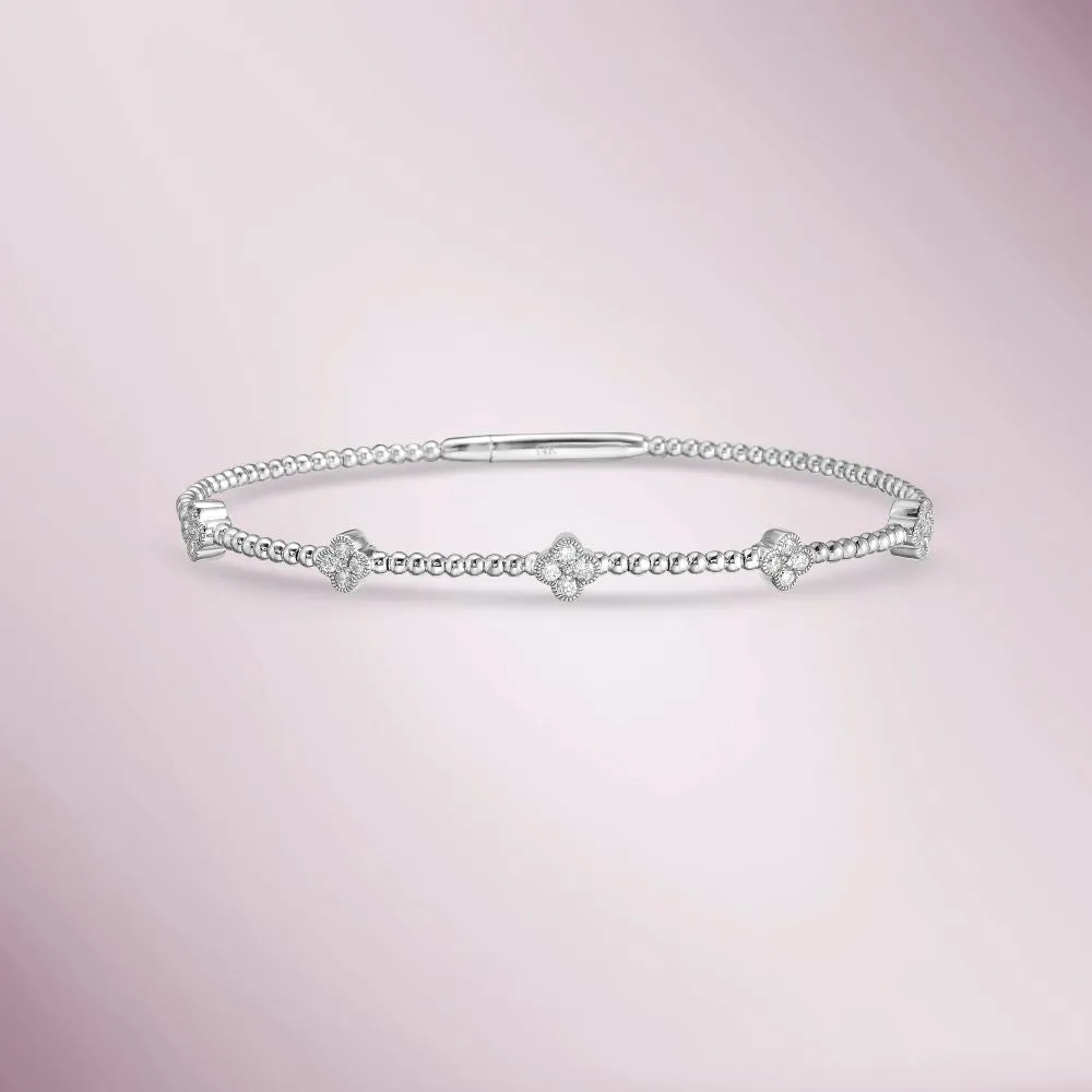 Flower Diamond Flexible Bangle Bracelet (0.43 ct.) in 14K Gold