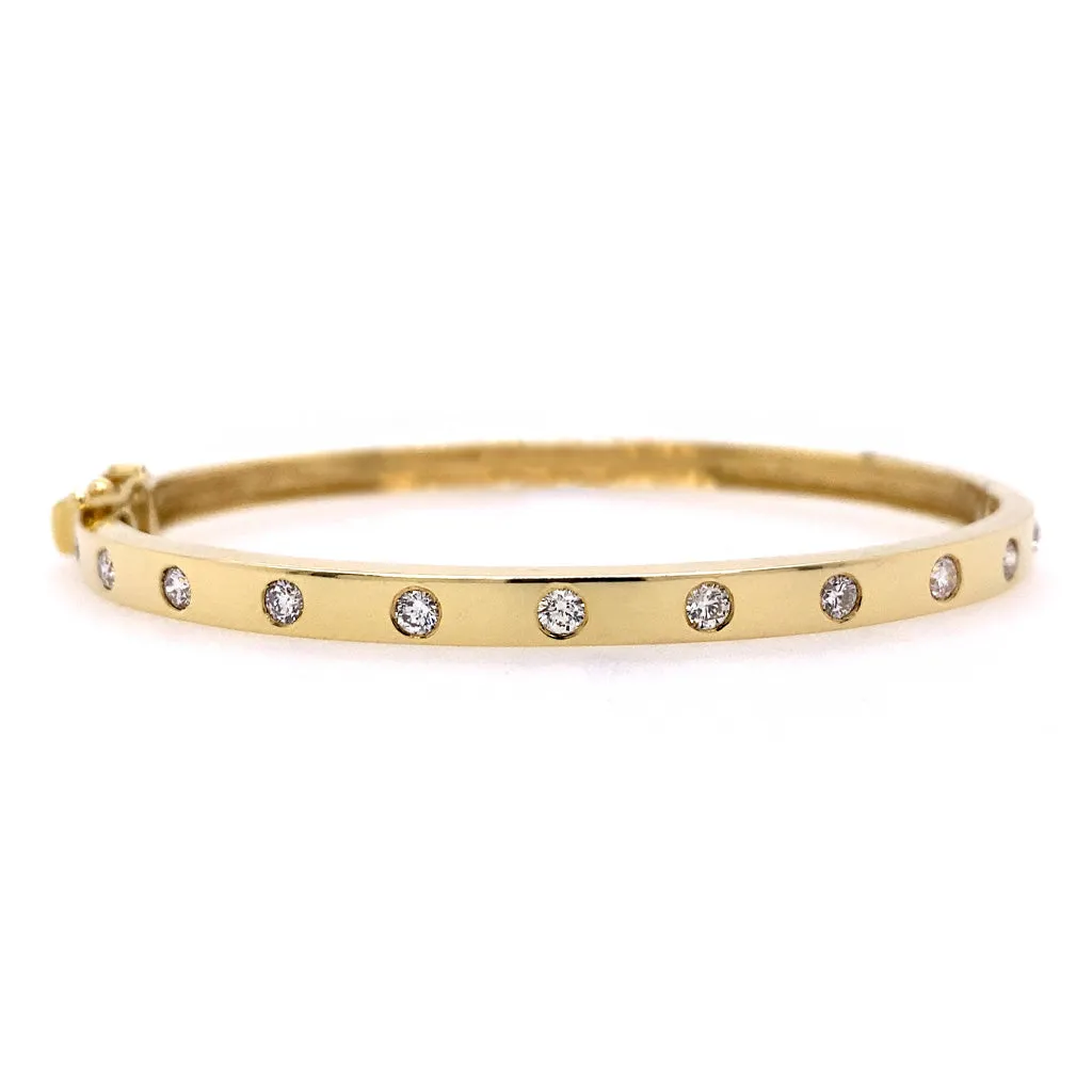 Flush Diamond Hinged Bangle