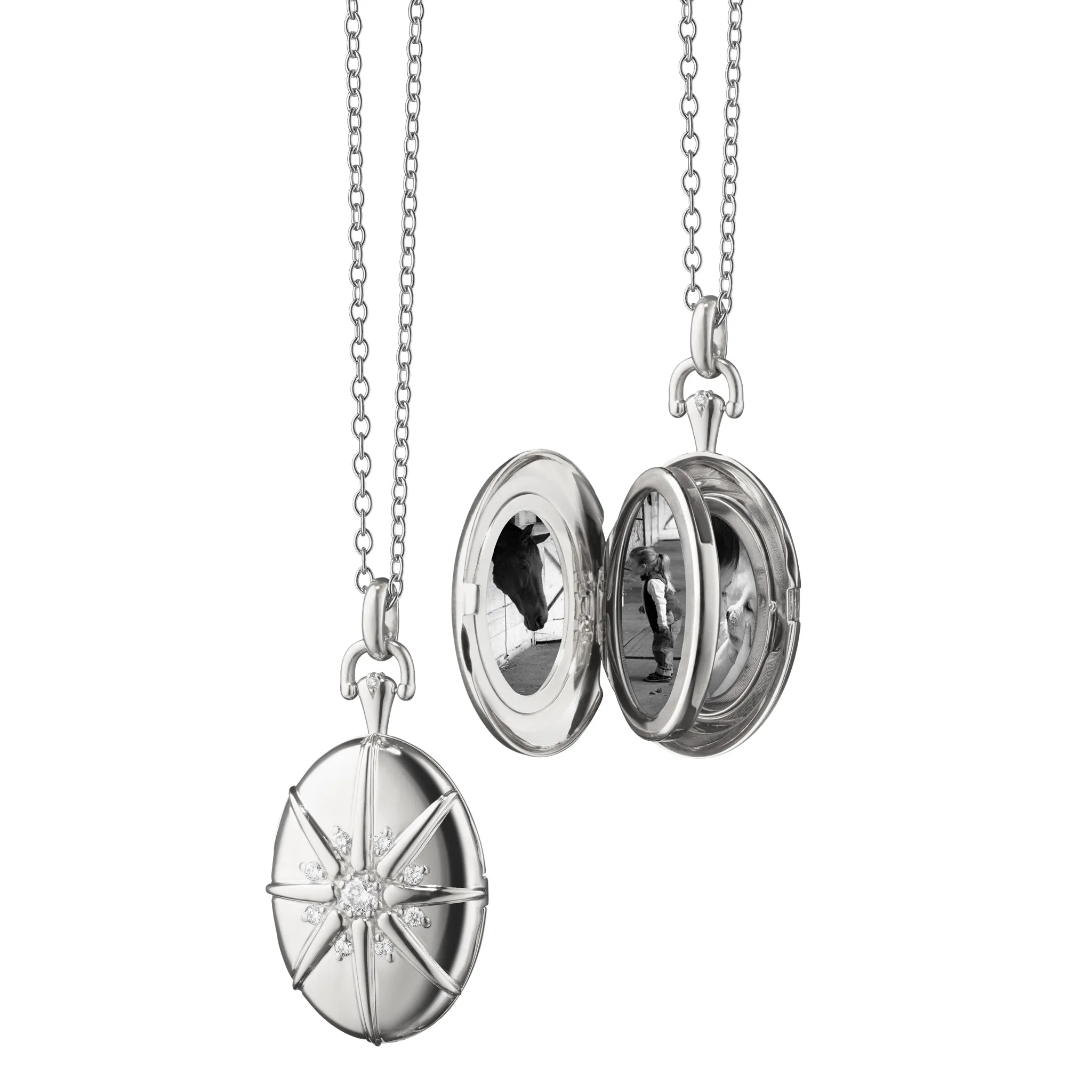 Four Image "Midi" Sterling Silver Starburst Locket