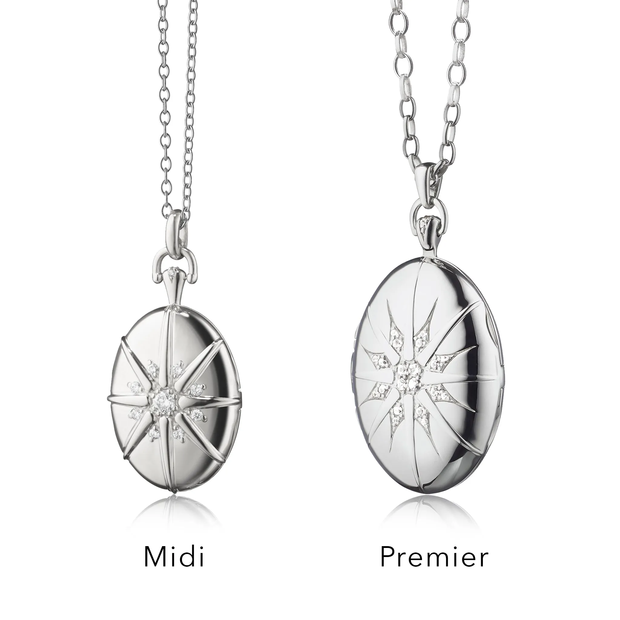 Four Image "Midi" Sterling Silver Starburst Locket