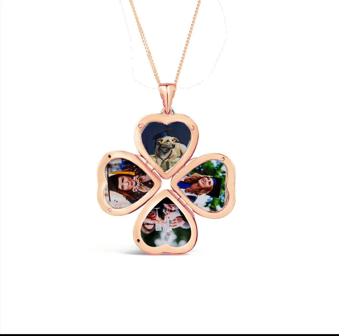 Four Photo Heart Charm Locket | Rose Gold