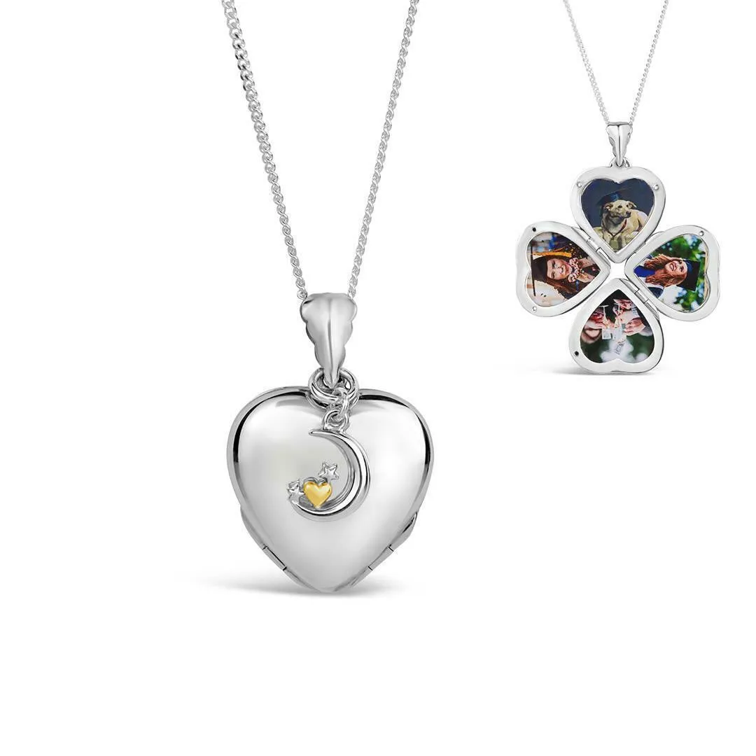 Four Photo Heart Charm Locket | Silver