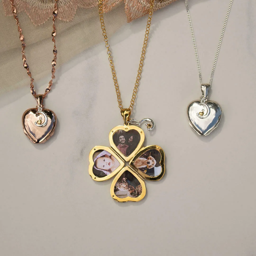 Four Photo Heart Charm Locket | Silver