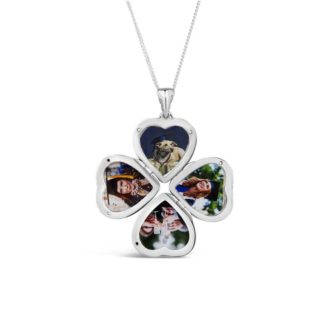 Four Photo Heart Charm Locket | Silver