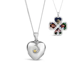 Four Photo Heart Charm Locket  White Gold   Photos