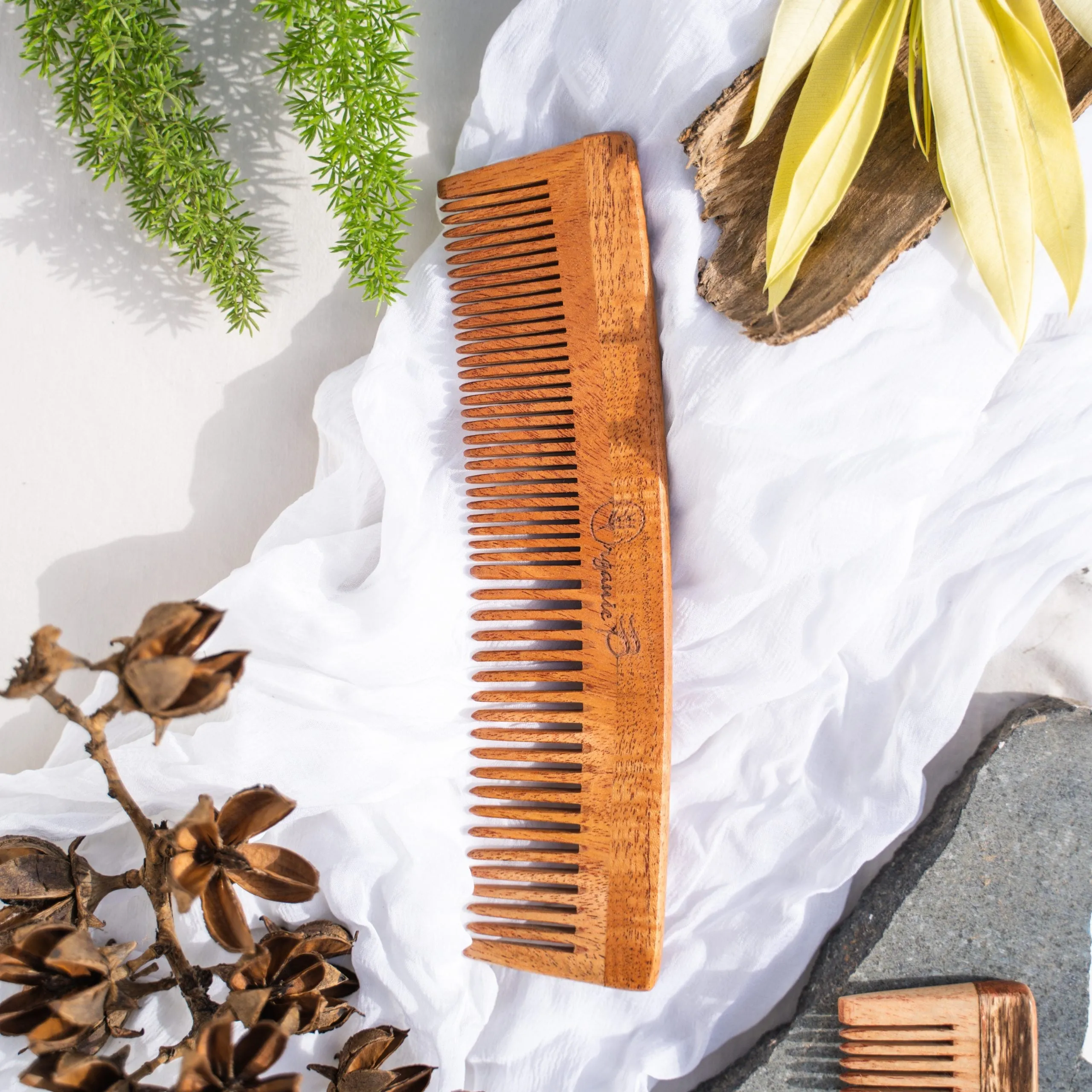 Full Neem Comb - Narrow and Wide - for Styling and Detangling