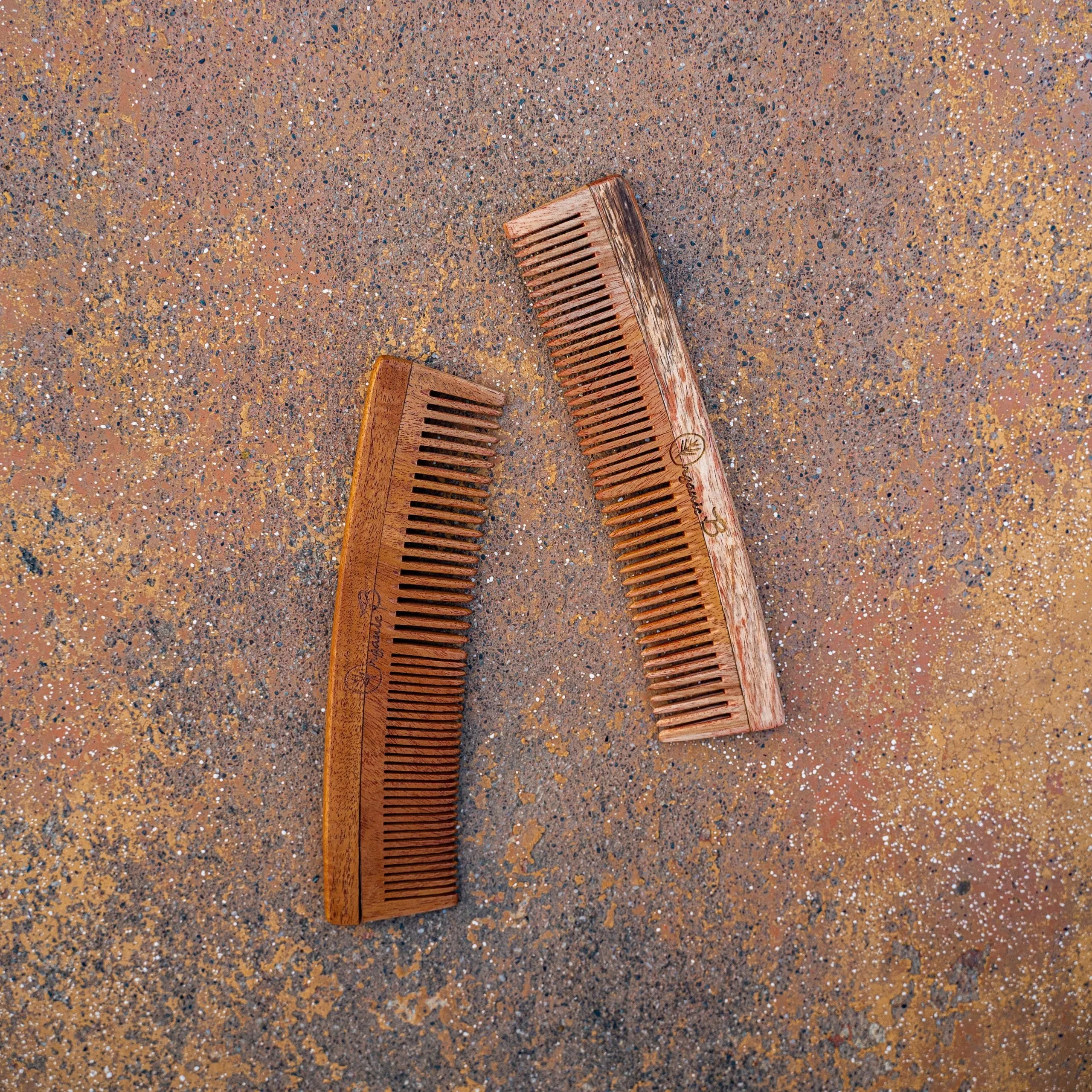 Full Neem Comb - Narrow and Wide - for Styling and Detangling