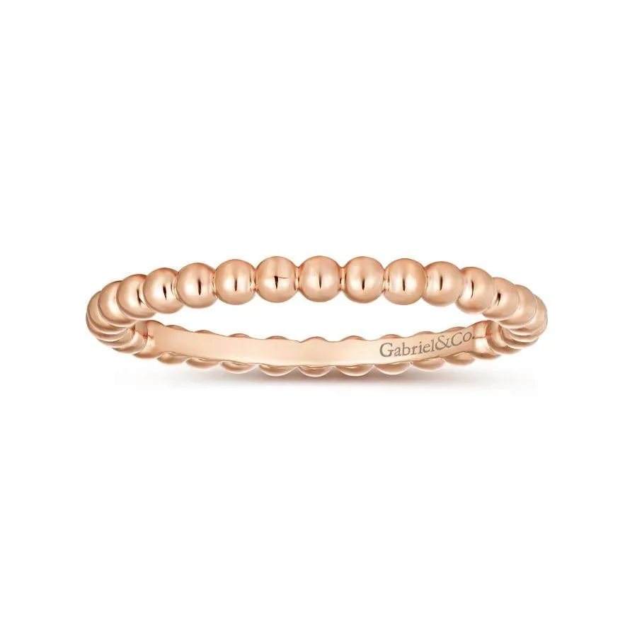 Gabriel & Co. Stackable 14K Rose Gold Bujukan Beaded Stackable Ring