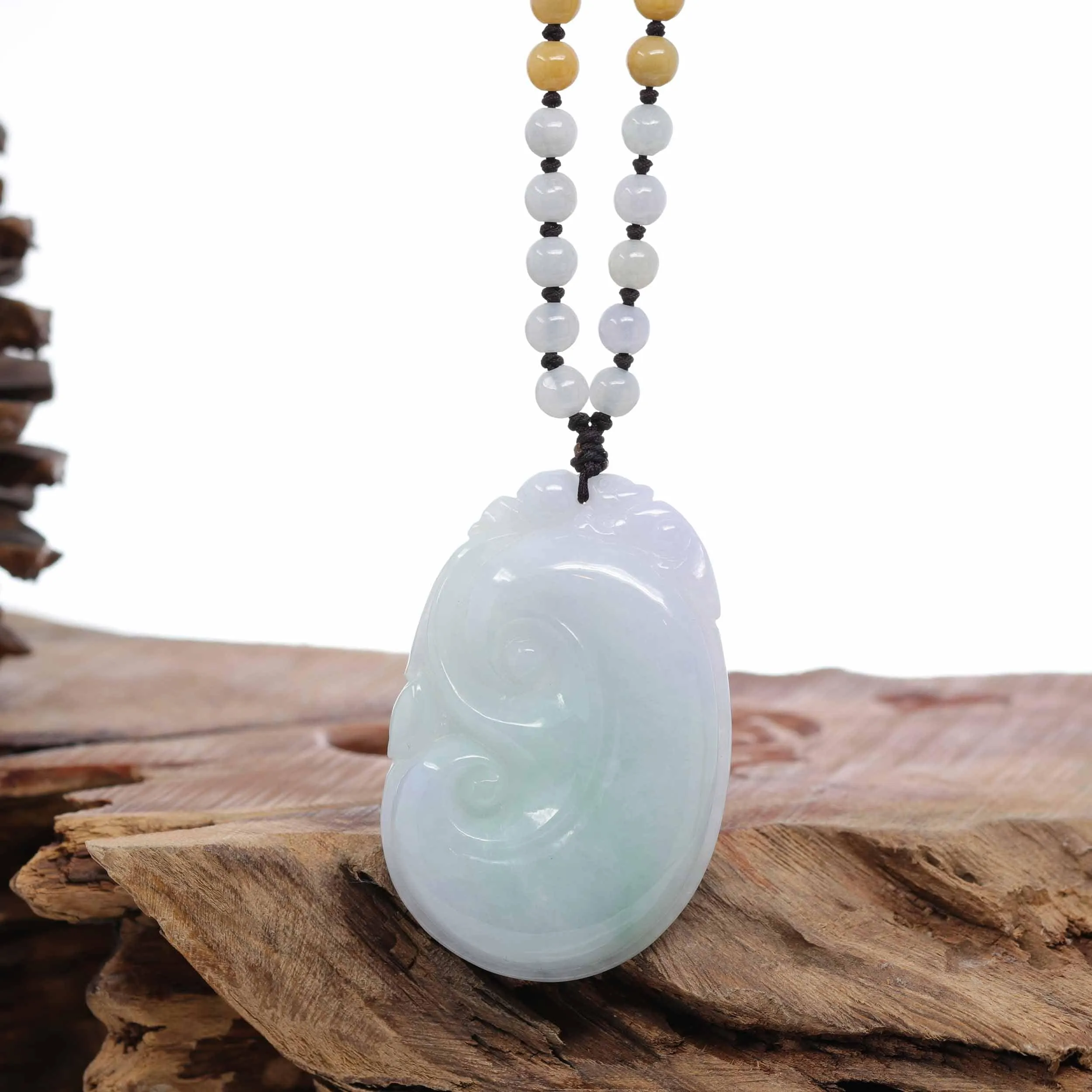 Genuine Burmese Jadeite Jade RuYi Pendant Necklace