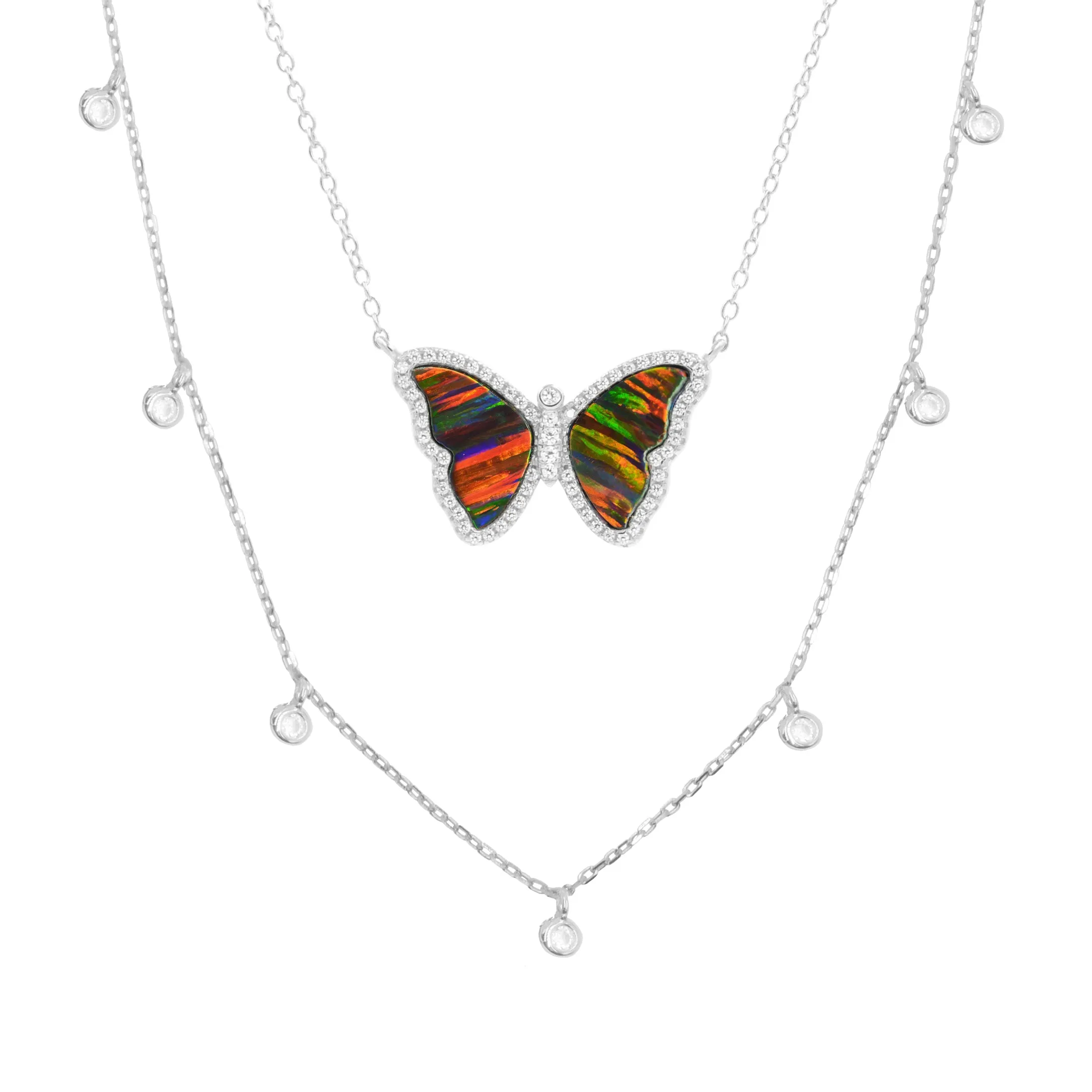 Gift Set | Opal Butterfly Necklace   Silver Choker