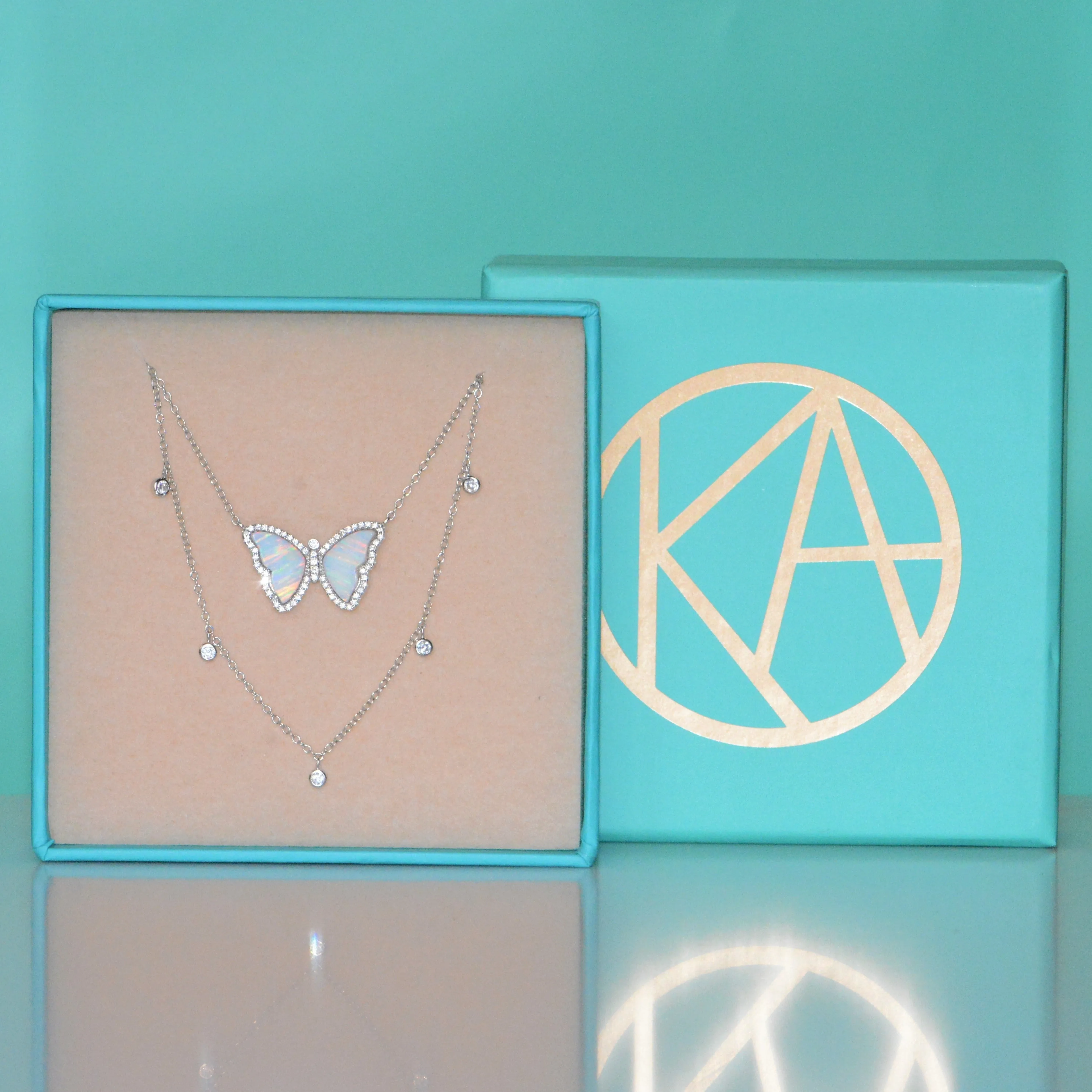 Gift Set | Opal Butterfly Necklace   Silver Choker