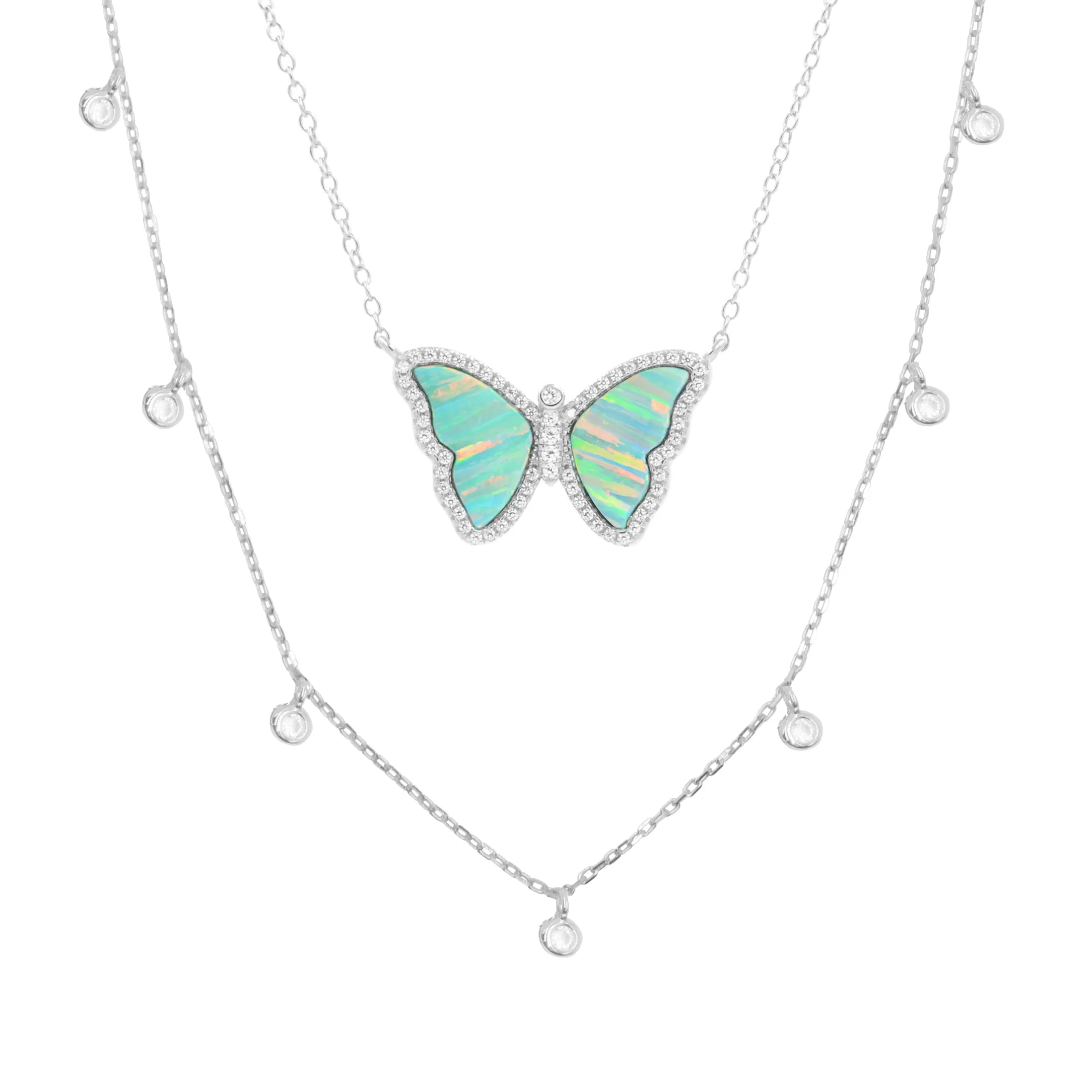 Gift Set | Opal Butterfly Necklace   Silver Choker