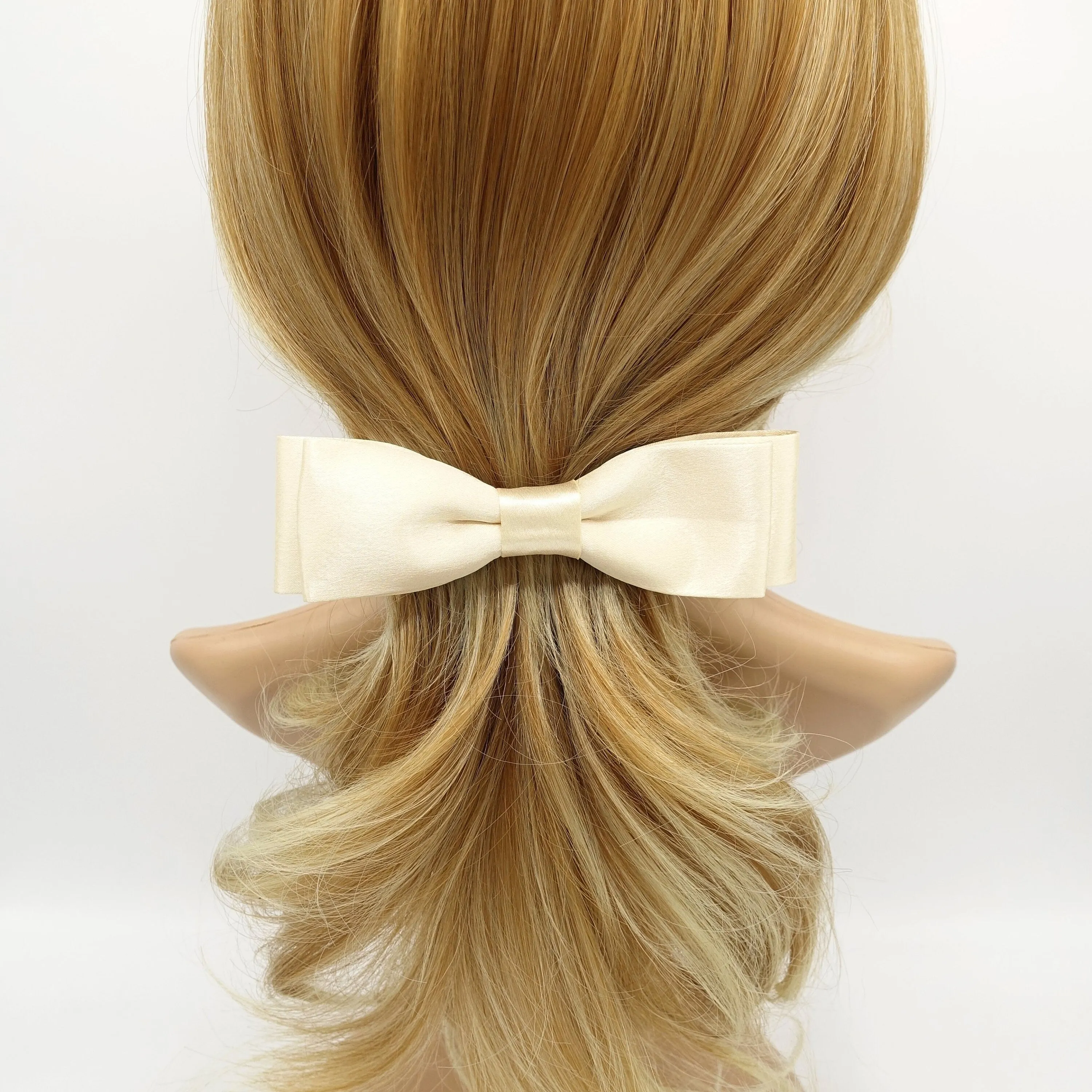 glossy satin layered hair bow basic style for women