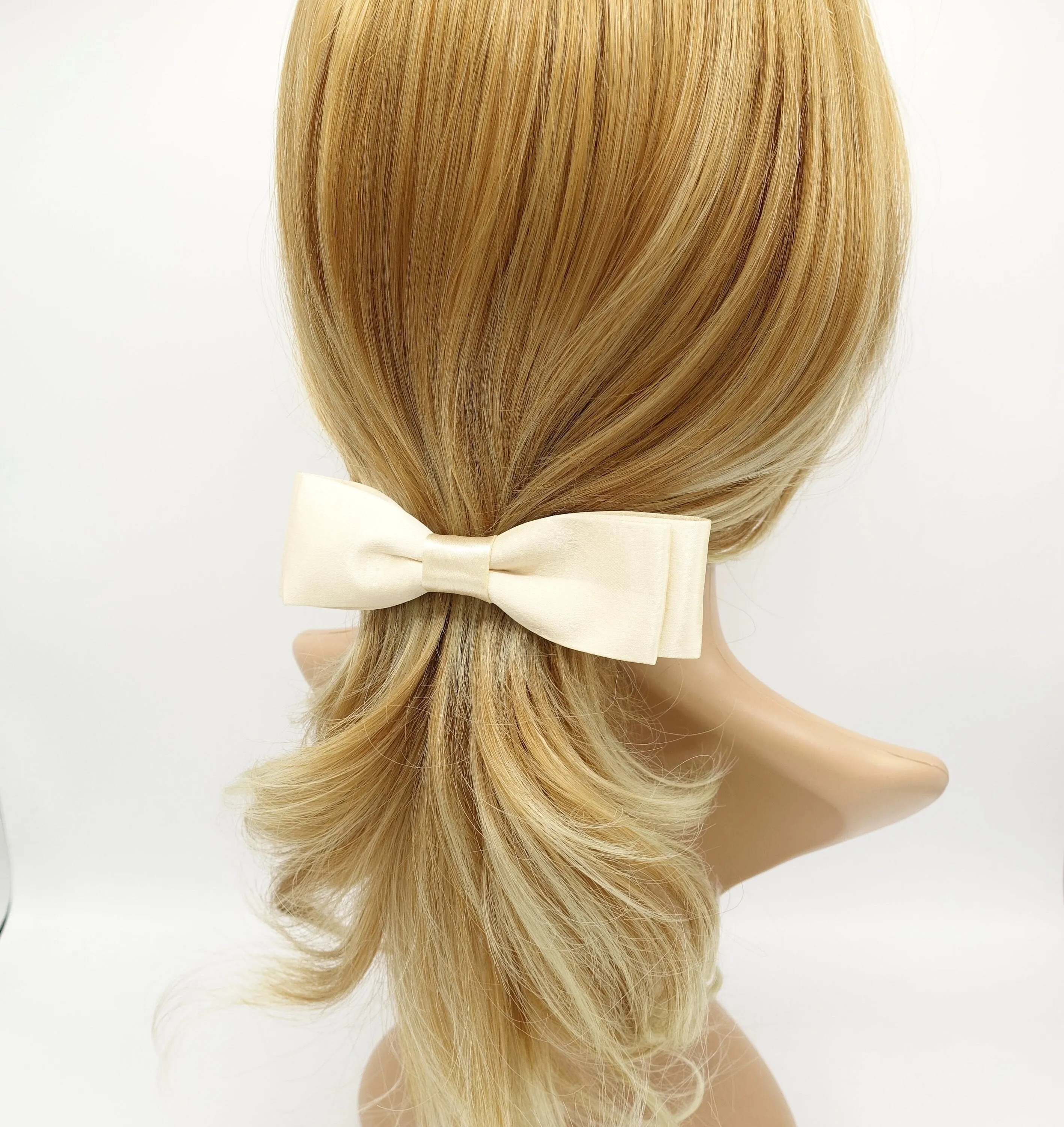 glossy satin layered hair bow basic style for women