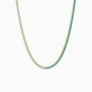 Gold Diamond & Turquoise Tennis Necklace