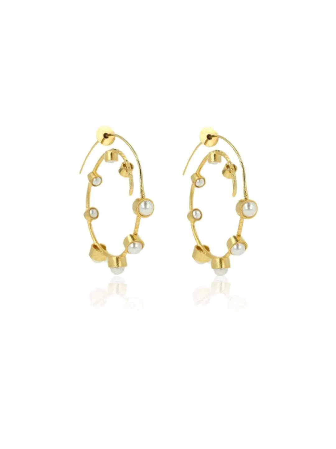 Gold Pearl Big Hoop Earring