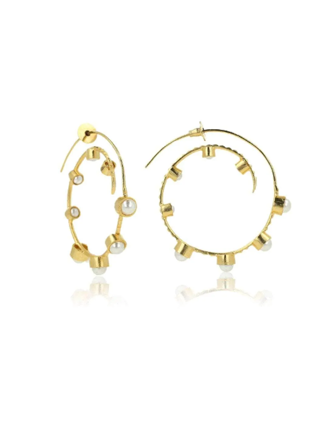 Gold Pearl Big Hoop Earring