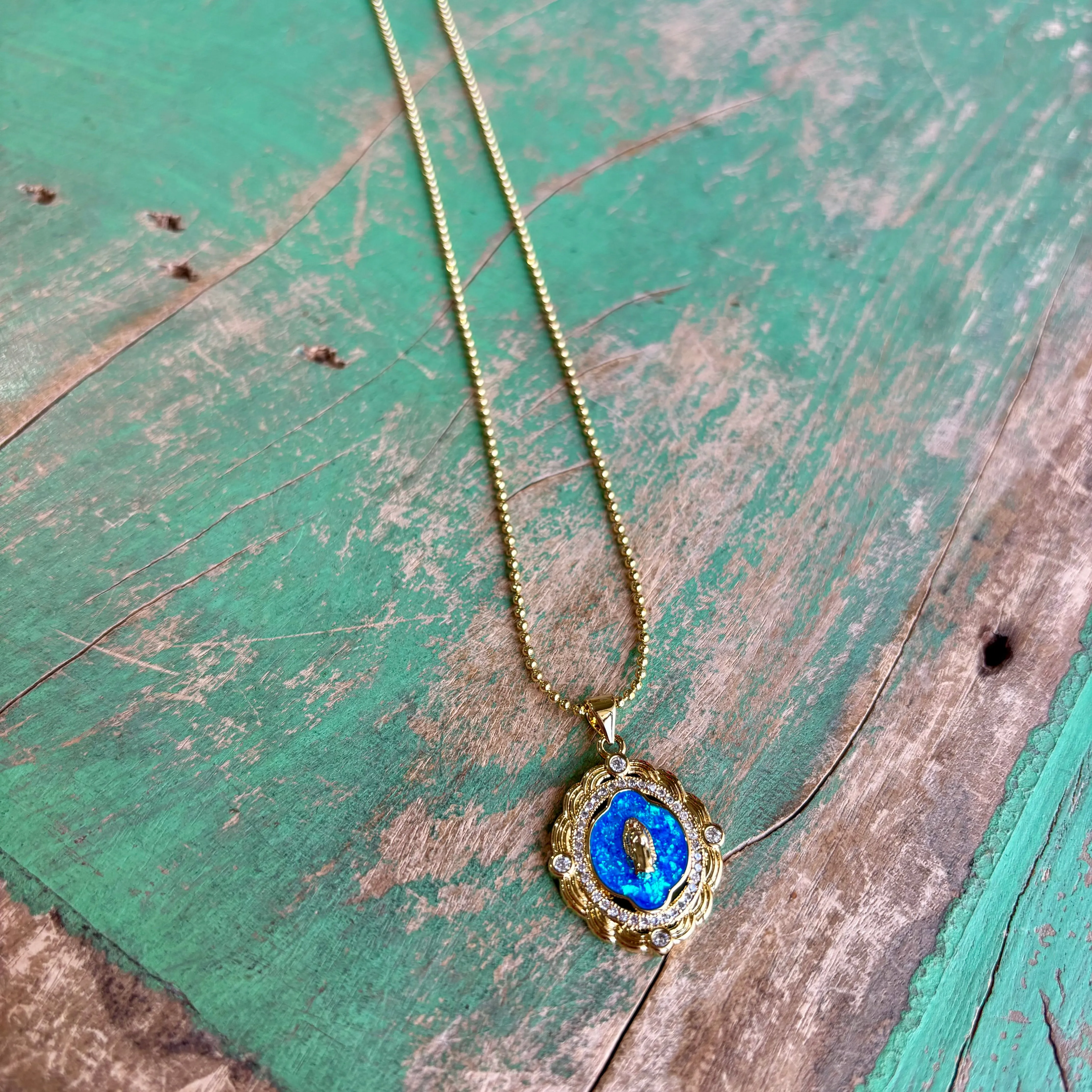 Gold Plated Turquoise OLG Pendant Necklace