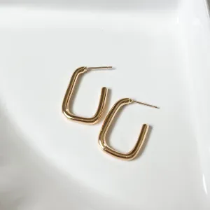 Gold Rectangle Hoop Earrings