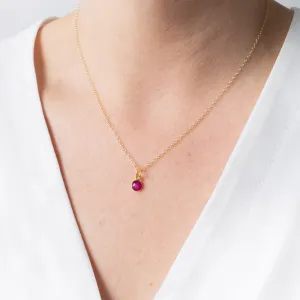 Gold Ruby July Birthstone Necklace